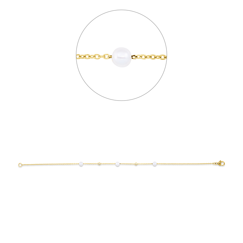 Armband 18 kt GG, 2 Brill. 0,06 ct, TW-si, 3 SW weiß 4 mm