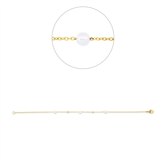 Armband 18 kt GG, 2 Brill. 0,06 ct, TW-si, 3 SW weiß 4 mm