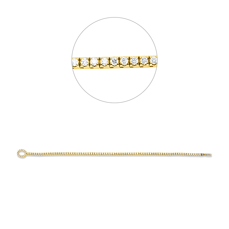 Armband 18 kt GG, 19 Brill. 0,25 ct, TW-si, 81 Brill. 1,62 ct, TW-si