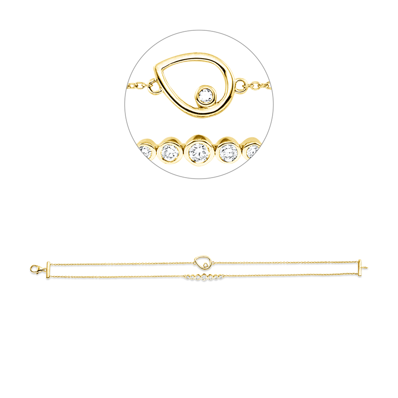 Armband 18 kt GG, 1 Brill. 0,08 ct, TW-si, 7 Brill. 0,21 ct, TW-si