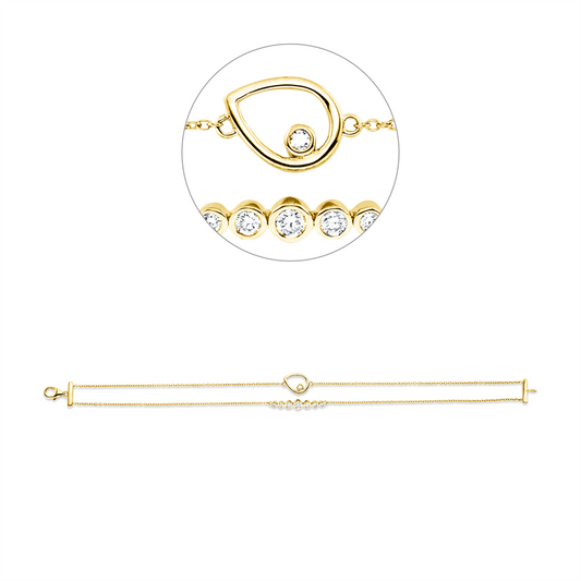 Armband 18 kt GG, 1 Brill. 0,08 ct, TW-si, 7 Brill. 0,21 ct, TW-si