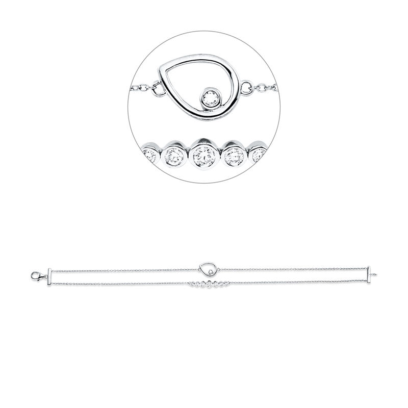 Armband 18 kt WG, 1 Brill. 0,08 ct, TW-si, 7 Brill. 0,21 ct, TW-si