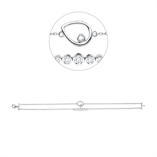 Armband 18 kt WG, 1 Brill. 0,08 ct, TW-si, 7 Brill. 0,21 ct, TW-si