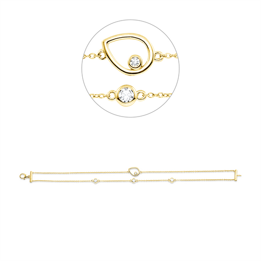 Armband 18 kt GG, 1 Brill. 0,03 ct, TW-si, 3 Brill. 0,36 ct, TW-si