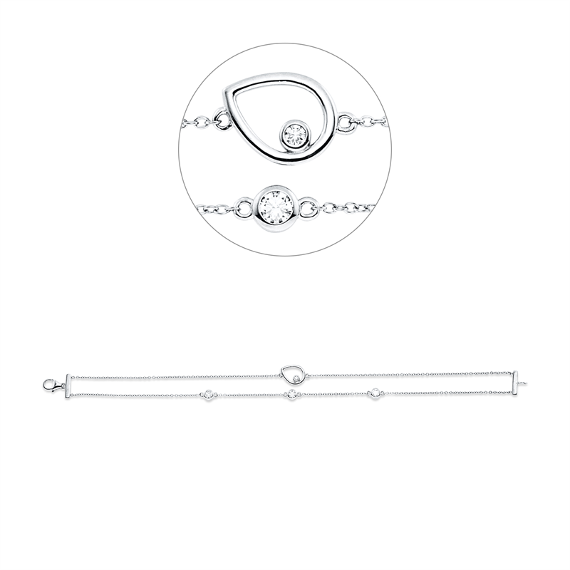 Armband 18 kt WG, 1 Brill. 0,03 ct, TW-si, 3 Brill. 0,36 ct, TW-si