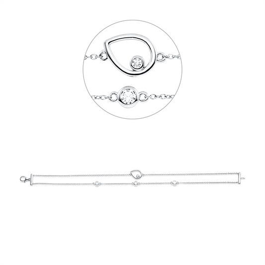 Armband 18 kt WG, 1 Brill. 0,03 ct, TW-si, 3 Brill. 0,36 ct, TW-si