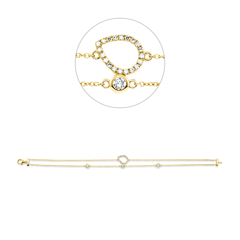 Armband 18 kt GG, 3 Brill. 0,36 ct, TW-si, 20 Dia. 0,10 ct, TW-si