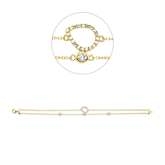 Armband 18 kt GG, 3 Brill. 0,36 ct, TW-si, 20 Dia. 0,10 ct, TW-si