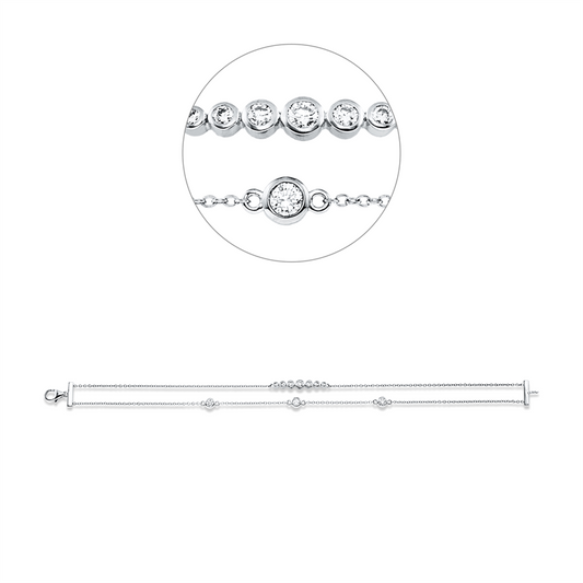 Armband 18 kt WG, 2 Brill. 0,10 ct, TW-si, 3 Brill. 0,36 ct, TW-si, 1 Brill. 0,08 ct, TW-si, 4 Brill. 0,80 ct, TW-si