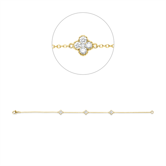 Armband 18 kt GG, 3 Brill. 0,04 ct, TW-si, 12 Brill. 0,48 ct, TW-si