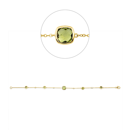 18 kt GG, 4 Brill. 0,06 ct, TW-si, 1 Peridot 1,06 ct, 4 Peridot 1,07 ct