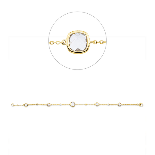 Armband 18 kt GG, 4 Brill. 0,06 ct, TW-si, 1 Amethyst 1,00 ct grün, 4 Amethyste 1,04 ct grün