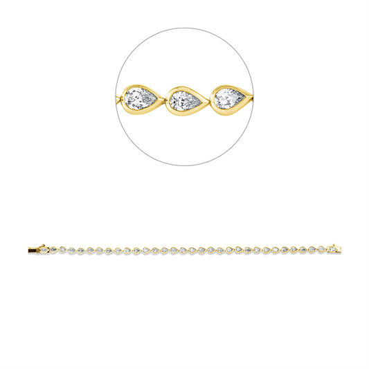Armband 18 kt GG+WG, 32 Tropfen 3,29 ct, TW-si