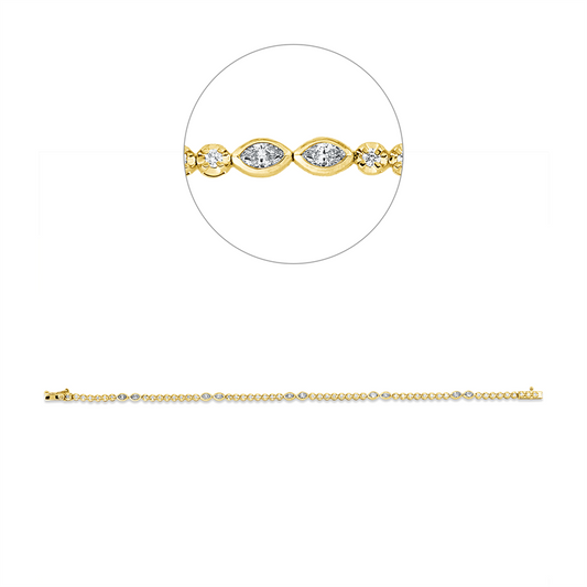 Armband 18 kt GG+WG, 10 Nav. 0,55 ct, TW-si, 48 Brill. 0,55 ct, TW-si