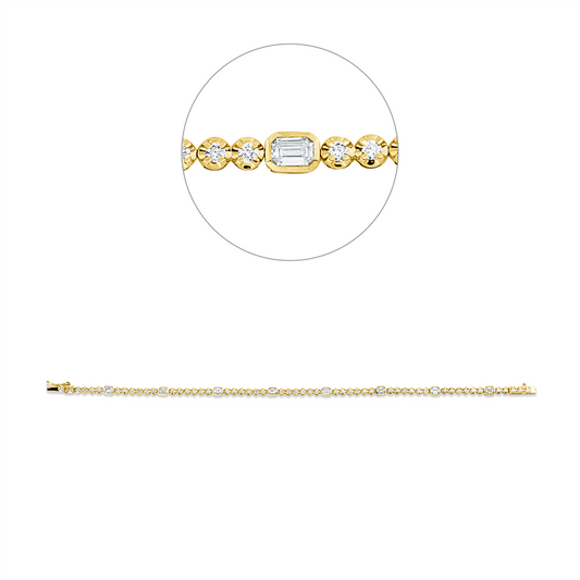 Armband 18 kt GG+WG, 8 Sm.schliff 0,84 ct, TW-si, 53 Brill. 0,83 ct, TW-si