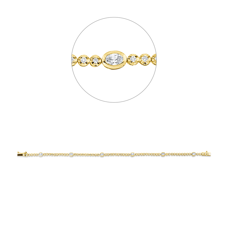 Armband 18 kt GG+WG, 6 Oval 0,58 ct, TW-si, 61 Brill. 0,57 ct, TW-si