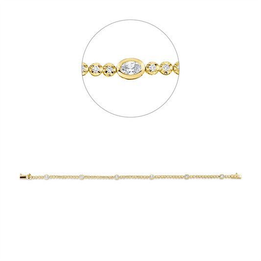 Armband 18 kt GG+WG, 6 Oval 0,58 ct, TW-si, 61 Brill. 0,57 ct, TW-si