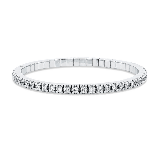 Armband 18 kt WG, Flex-Band, variabel, rhodinier, 56 Brill. 3,94 ct, TW-vsi