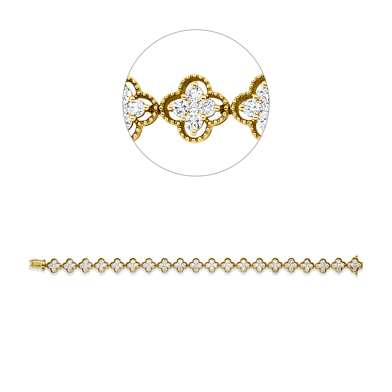 Armband 14 kt GG, 80 Brill. 3,54 ct, TW-si, 20 Brill. 0,24 ct, TW-si