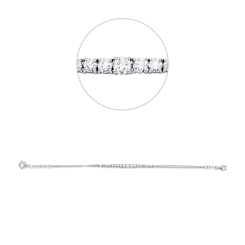 Armband 14 kt WG, 9 Brill. 0,73 ct, TW-si, 12 Brill. 0,26 ct, TW-si