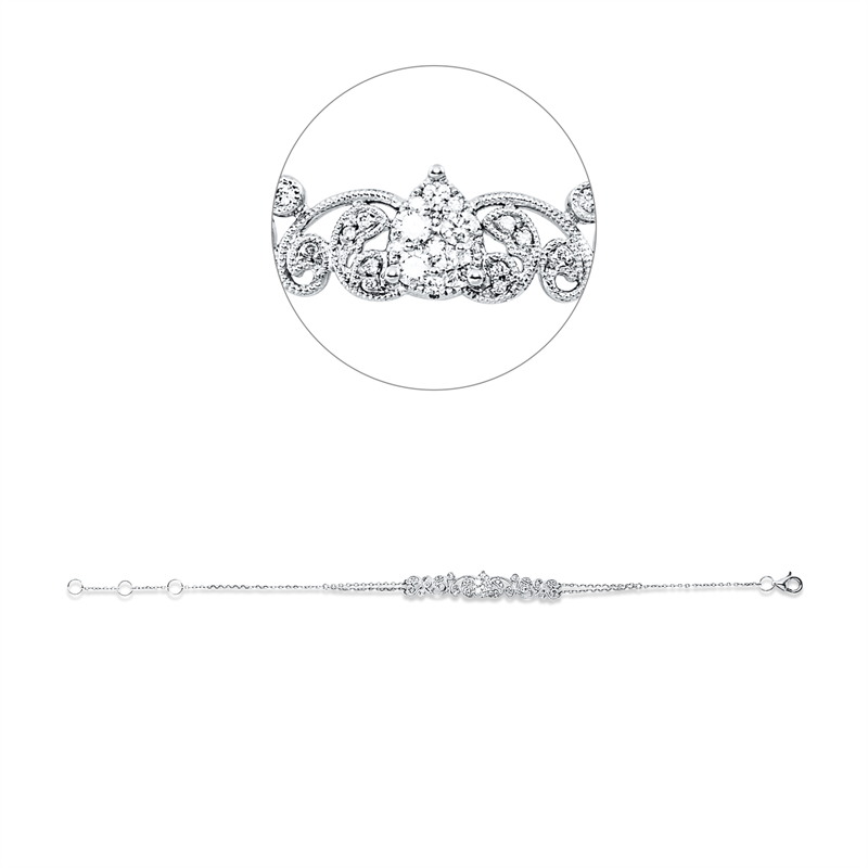 Armband 18 kt WG, mit ZÖ 15,5 cm, 16,5cm, 42 Brill. 0,26 ct, TW-si/pi
