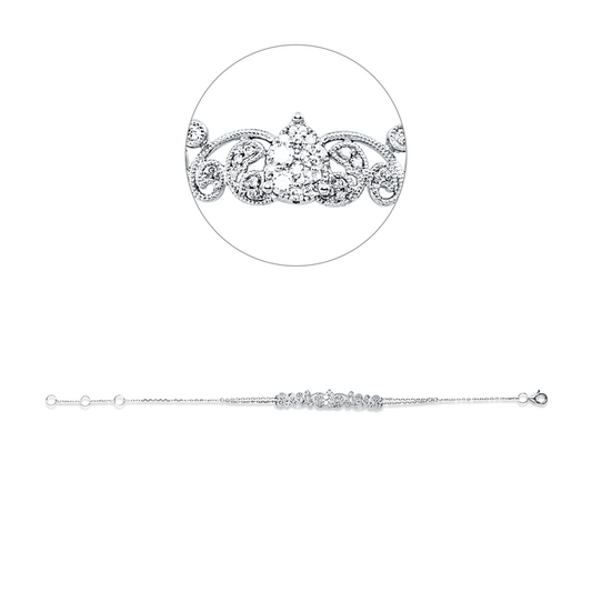 Armband 18 kt WG, mit ZÖ 15,5 cm, 16,5cm, 42 Brill. 0,26 ct, TW-si/pi