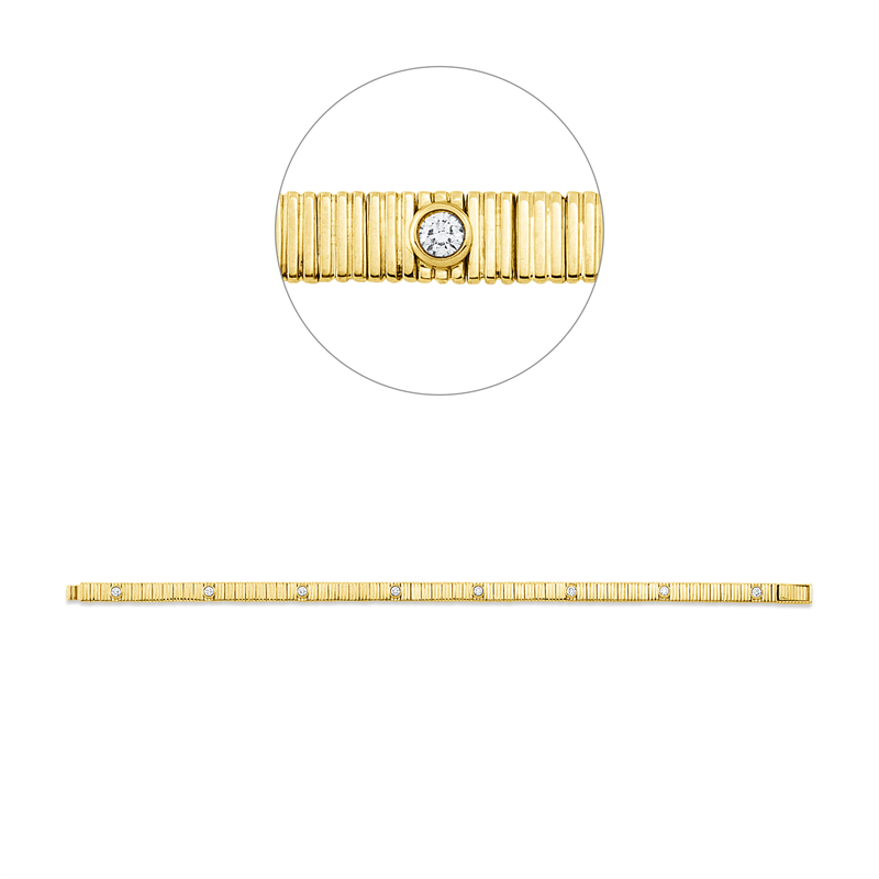 Armband 14 kt GG, 8 Brill. 0,40 ct, TW-si
