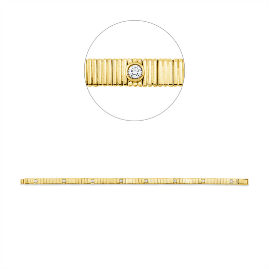 Armband 14 kt GG, 8 Brill. 0,40 ct, TW-si