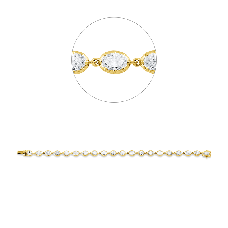 Armband 18 kt GG, 20 Oval 6,33 ct, F-vsi/si