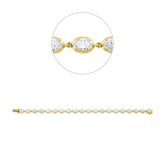 Armband 18 kt GG, 20 Oval 6,33 ct, F-vsi/si