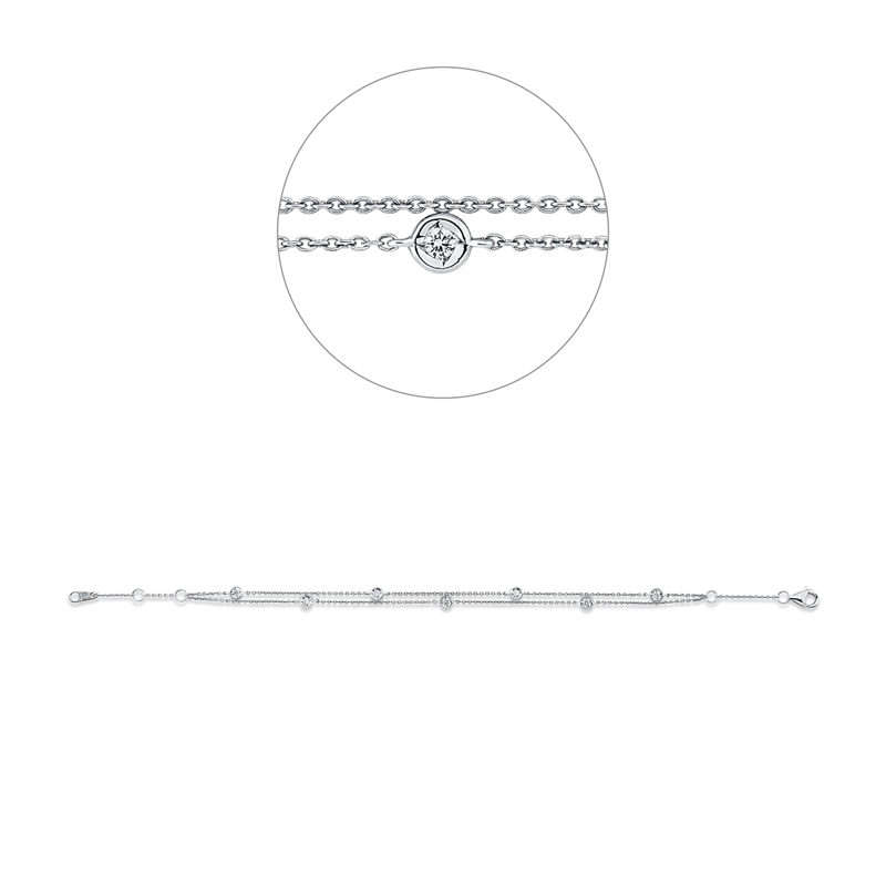 Armband 18 kt WG, mit ZÖ 14  cm, 7 Brill. 0,12 ct, TW-vsi