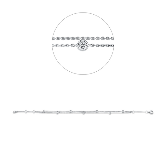 Armband 18 kt WG, mit ZÖ 14  cm, 7 Brill. 0,12 ct, TW-vsi