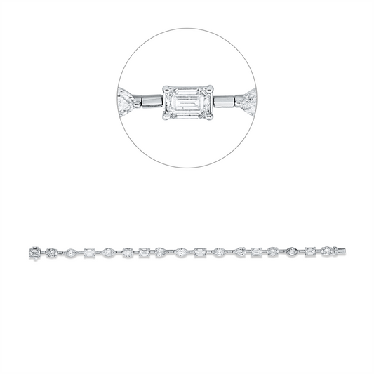 Armband 950 Pt WG+P950, 17 Fant-Schl. 10,87 ct, TW-vsi/si