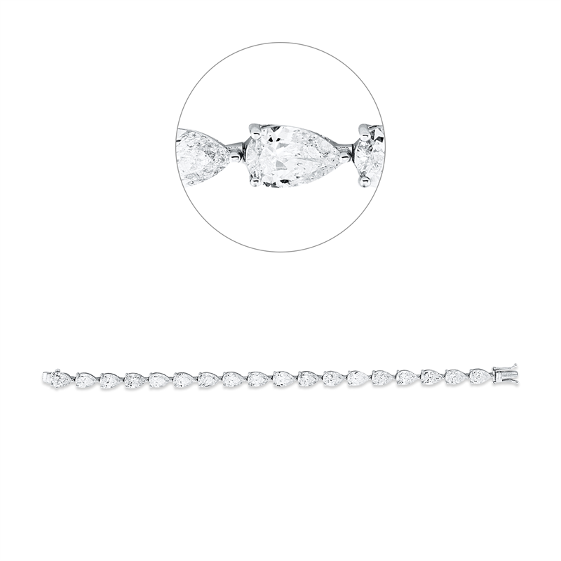 Armband 18 kt WG, 18 Tropfen 18,33 ct, TW-si