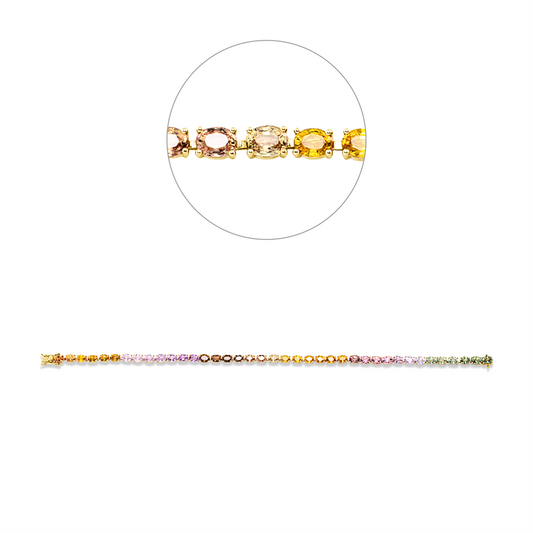Armband 18 kt GG, 39 Saphire 7,80 ct multicolor