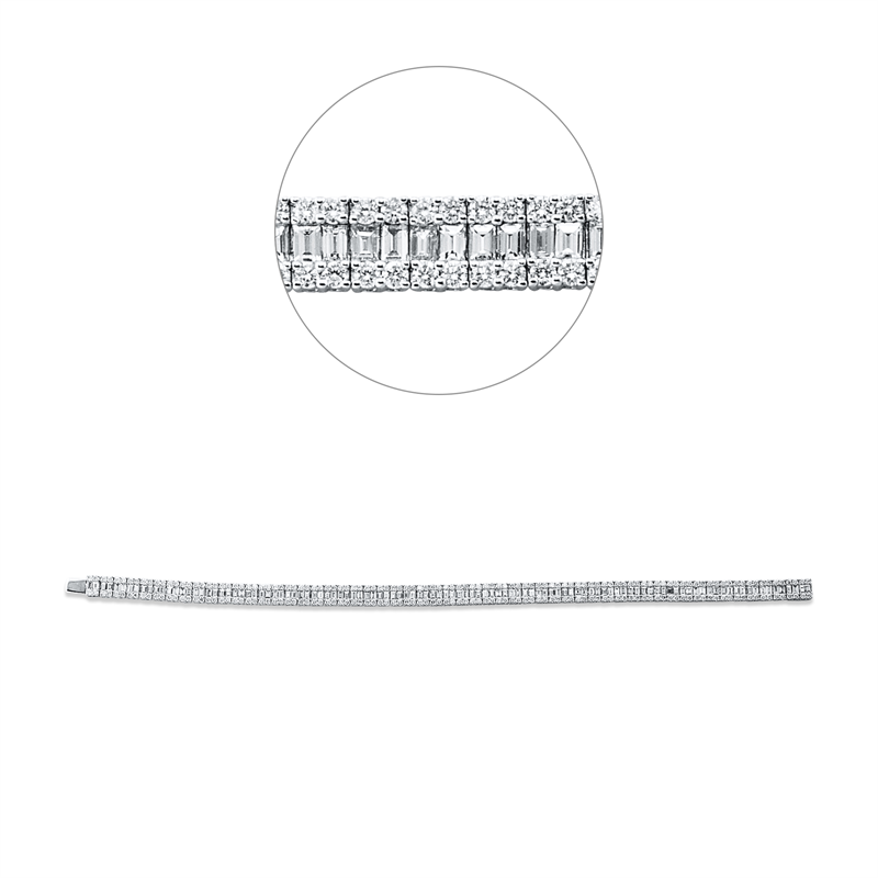 Armband 18 kt WG, 110 Bag. 3,08 ct, F-vsi, 440 Brill. 2,49 ct, F-vsi