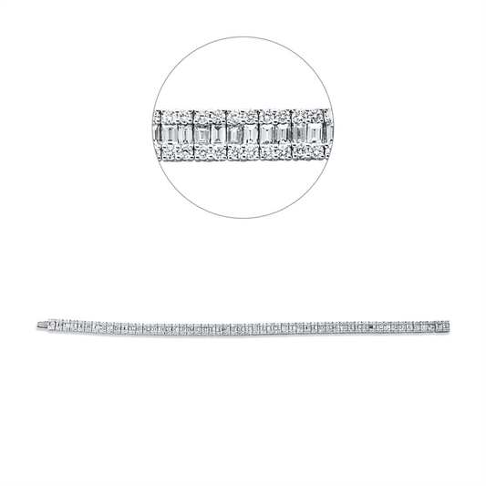 Armband 18 kt WG, 110 Bag. 3,08 ct, F-vsi, 440 Brill. 2,49 ct, F-vsi
