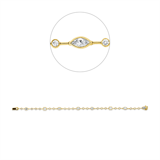 Armband 18 kt GG+WG, 2 Ov 0,44 ct, 2 Rad 0,54 ct, 4 Fant-Schl. 0,80 ct, 20 Br. 0,71 ct, TW-vsi