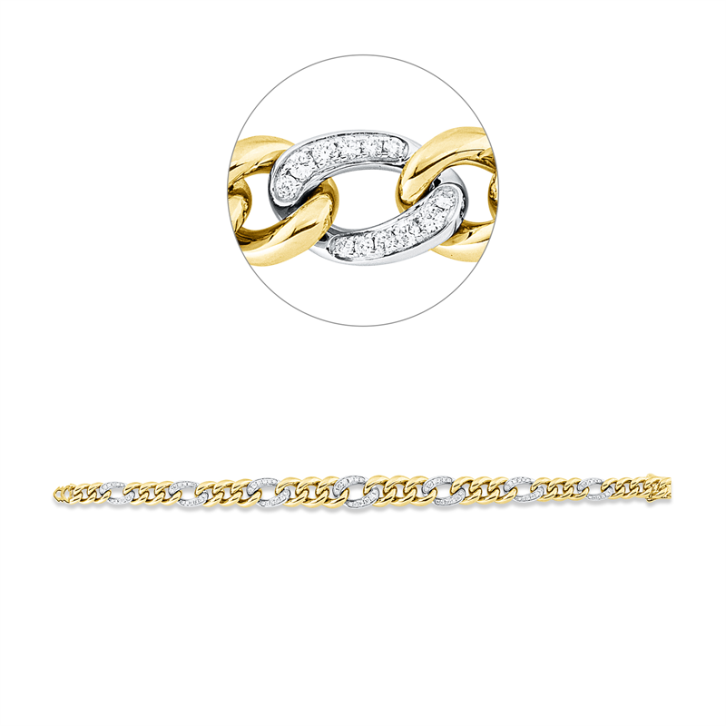 Armband 18 kt GG+WG, 84 Brill. 0,97 ct, TW-si