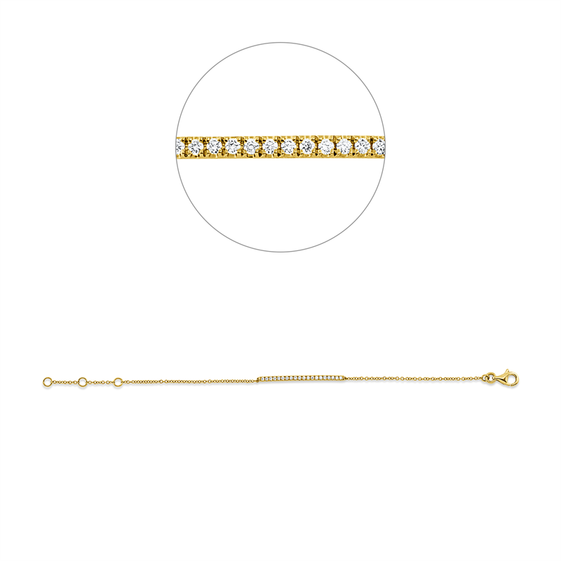 Armband 18 kt GG, mit ZÖ mit ZÖ 14 cm,5,24 cm, 20 Brill. 0,16 ct, TW-si