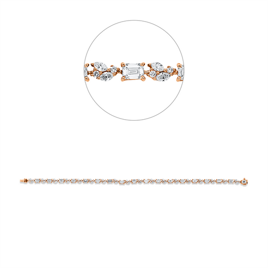 Armband 18 kt RG, 90 Fant-Schl. 4,63 ct, TW-si