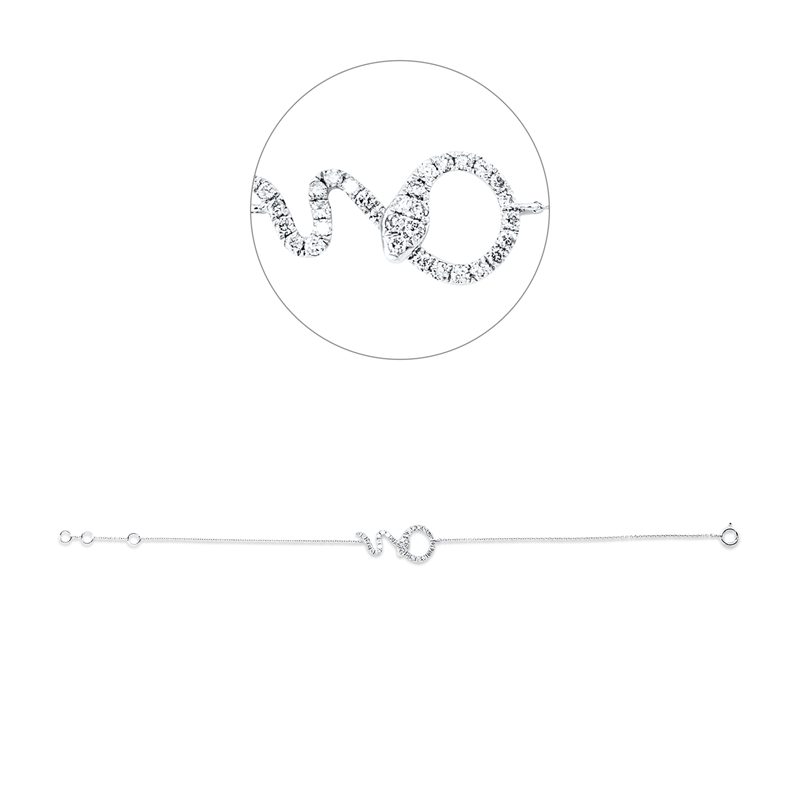 Armband 18 kt WG, mit ZÖ 14,6+15,9 cm, 34 Brill. 0,33 ct, braun