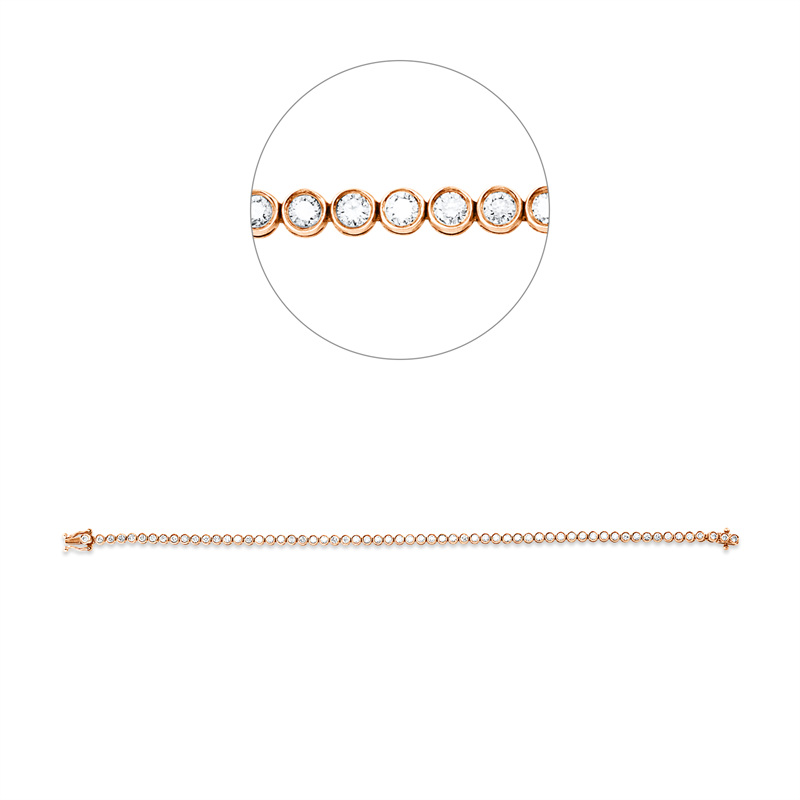 Armband 18 kt RG, 61 Brill. 1,61 ct, braun