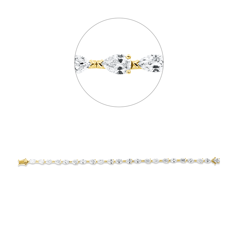 Armband 18 kt GG+WG, 11 Tropfen 4,62 ct, W-si, 11 Nav. 4,53 ct, W-si