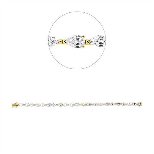 Armband 18 kt GG+WG, 11 Tropfen 4,62 ct, W-si, 11 Nav. 4,53 ct, W-si
