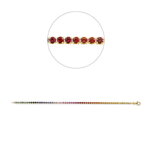 Armband 18 kt GG, 62 Saphire 3,09 ct fancy