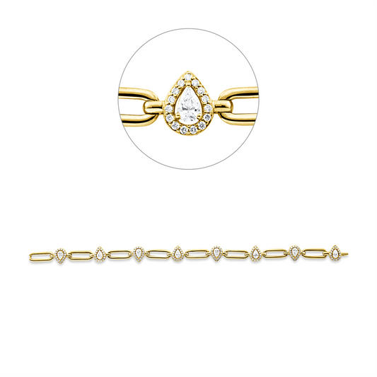 Armband 18 kt GG, 8 Tropfen 1,09 ct, TW-vsi, 120 Brill. 0,58 ct, TW-vsi