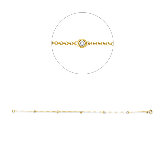 Armband 18 kt GG, 5 Brill. 0,15 ct, TW-si