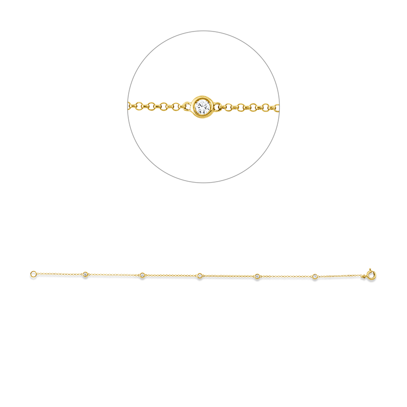Armband 18 kt GG, 5 Brill. 0,15 ct, TW-si