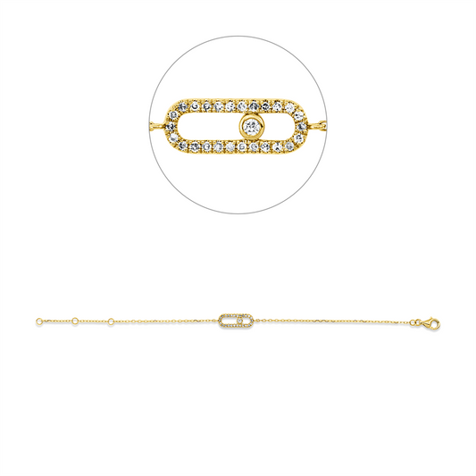Armband 18 kt GG, mit ZÖ 36 cm + 40 cm, 26 Dia. 0,12 ct, W-si, 1 Brill. 0,02 ct, TW-pi